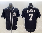 Men's New York Yankees #7 Mickey Mantle Black White Cool Base Stitched Jersey