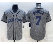 Men's New York Yankees #7 Mickey Mantle Grey Gridiron Cool Base Stitched Jersey