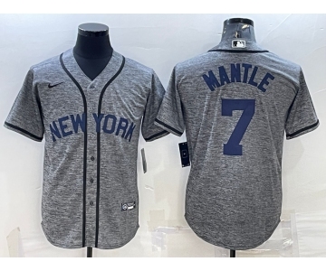 Men's New York Yankees #7 Mickey Mantle Grey Gridiron Cool Base Stitched Jersey