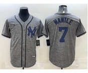 Men's New York Yankees #7 Mickey Mantle Grey Gridiron Cool Base Stitched Jerseys