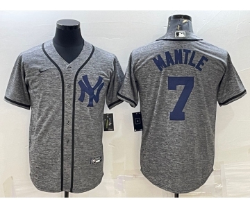 Men's New York Yankees #7 Mickey Mantle Grey Gridiron Cool Base Stitched Jerseys