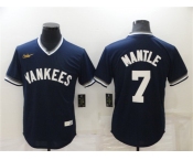 Men's New York Yankees #7 Mickey Mantle Navy Blue Cooperstown Collection Stitched MLB Throwback Jersey