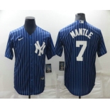 Men's New York Yankees #7 Mickey Mantle Navy Blue Pinstripe Stitched MLB Cool Base Nike Jersey