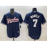 Men's New York Yankees #7 Mickey Mantle Navy Cool Base Stitched Baseball Jersey