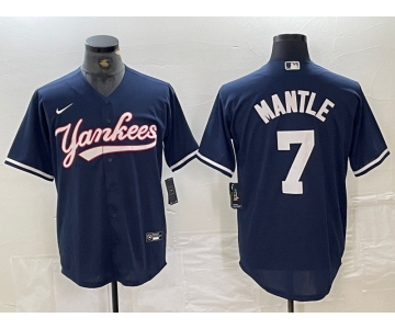 Men's New York Yankees #7 Mickey Mantle Navy Cool Base Stitched Baseball Jersey