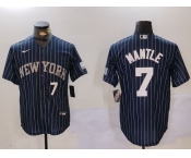 Men's New York Yankees #7 Mickey Mantle Navy Pinstripe Fashion Cool Base Jerseys