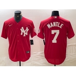 Men's New York Yankees #7 Mickey Mantle Red Fashion Cool Base Jersey