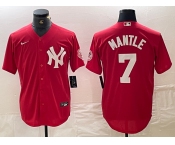 Men's New York Yankees #7 Mickey Mantle Red Fashion Cool Base Jersey