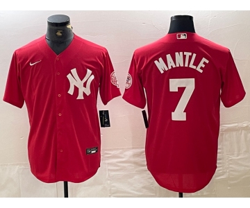 Men's New York Yankees #7 Mickey Mantle Red Fashion Cool Base Jersey