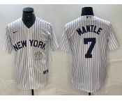 Men's New York Yankees #7 Mickey Mantle White 2024 Cool Base Stitched Jersey