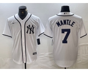 Men's New York Yankees #7 Mickey Mantle White Fashion Cool Base Jersey