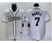 Men's New York Yankees #7 Mickey Mantle White With Patch Cool Base Stitched Baseball Jersey