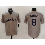 Men's New York Yankees #8 Barra Name Grey Stitched Nike Throwback Jersey