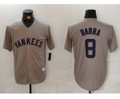 Men's New York Yankees #8 Barra Name Grey Stitched Nike Throwback Jersey