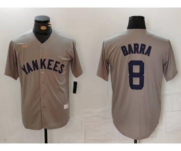 Men's New York Yankees #8 Barra Name Grey Stitched Nike Throwback Jersey