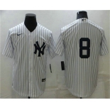 Men's New York Yankees #8 Yogi Berra White No Name Stitched MLB Nike Cool Base Throwback Jersey