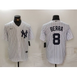 Men's New York Yankees #8 Yogi Berra White Stitched Nike Cool Base Throwback Jersey