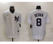 Men's New York Yankees #8 Yogi Berra White Stitched Nike Cool Base Throwback Jersey