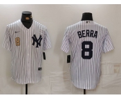 Men's New York Yankees #8 Yogi Berra White Stitched Nike Cool Base Throwback Jerseys