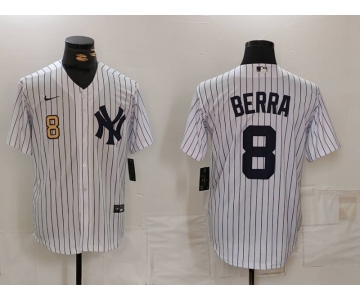 Men's New York Yankees #8 Yogi Berra White Stitched Nike Cool Base Throwback Jerseys