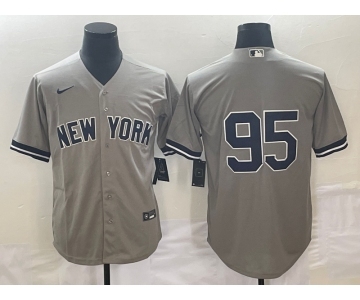 Men's New York Yankees #95 Oswaldo Cabrera Grey Cool Base Stitched Jersey