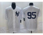 Men's New York Yankees #95 Oswaldo Cabrera White No Name Throwback Stitched MLB Cool Base Nike Jersey