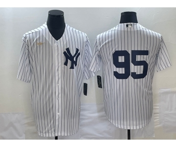 Men's New York Yankees #95 Oswaldo Cabrera White No Name Throwback Stitched MLB Cool Base Nike Jersey