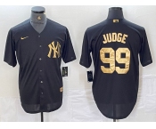 Men's New York Yankees #99 Aaron Judge Black Gold Cool Base Stitched Jersey