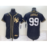 Men's New York Yankees #99 Aaron Judge Black Gold Flex Base Stitched Baseball Jersey