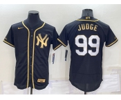 Men's New York Yankees #99 Aaron Judge Black Gold Flex Base Stitched Baseball Jersey