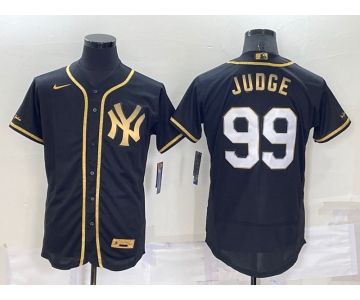 Men's New York Yankees #99 Aaron Judge Black Gold Flex Base Stitched Baseball Jersey