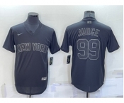 Men's New York Yankees #99 Aaron Judge Black Pitch Black Fashion Replica Stitched Jersey