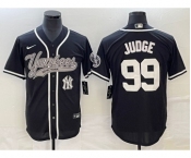 Men's New York Yankees #99 Aaron Judge Black With Patch Cool Base Stitched Baseball Jersey