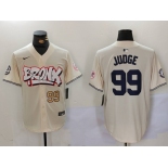 Men's New York Yankees #99 Aaron Judge Cream Limited Stitched Baseball Jerseys