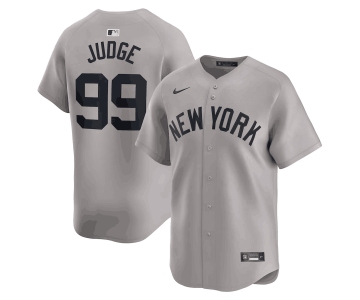 Men's New York Yankees #99 Aaron Judge Gray 2024 Away Limited Cool Base Stitched Baseball Jersey