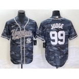 Men's New York Yankees #99 Aaron Judge Grey Camo Cool Base With Patch Stitched Baseball Jersey1