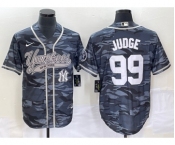 Men's New York Yankees #99 Aaron Judge Grey Camo Cool Base With Patch Stitched Baseball Jersey1