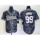 Men's New York Yankees #99 Aaron Judge Grey Camo Cool Base With Patch Stitched Baseball Jersey