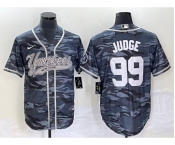 Men's New York Yankees #99 Aaron Judge Grey Camo Cool Base With Patch Stitched Baseball Jersey