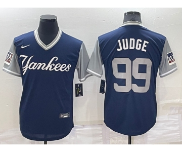 Men's New York Yankees #99 Aaron Judge Judge Navy LLWS Players Weekend Stitched Nickname Nike Jersey