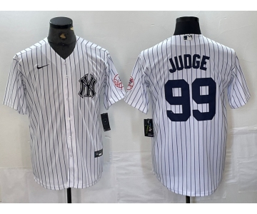 Men's New York Yankees #99 Aaron Judge Name White With Patch 2024 Cool Base Stitched Jersey