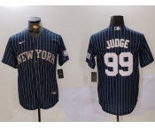 Men's New York Yankees #99 Aaron Judge Navy Pinstripe Fashion Cool Base Jersey