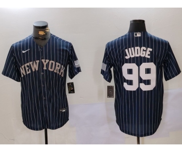 Men's New York Yankees #99 Aaron Judge Navy Pinstripe Fashion Cool Base Jersey