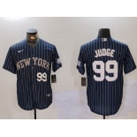 Men's New York Yankees #99 Aaron Judge Navy Pinstripe Fashion Cool Base Jerseys