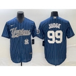 Men's New York Yankees #99 Aaron Judge Navy With Patch Cool Base Stitched Baseball Jersey