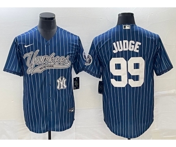 Men's New York Yankees #99 Aaron Judge Navy With Patch Cool Base Stitched Baseball Jersey