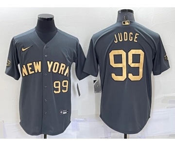 Men's New York Yankees #99 Aaron Judge Number Grey 2022 All Star Stitched Cool Base Nike Jersey