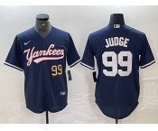 Men's New York Yankees #99 Aaron Judge Number Navy Cool Base Stitched Baseball Jersey