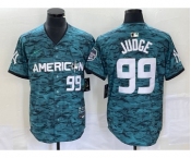 Men's New York Yankees #99 Aaron Judge Number Teal 2023 All star Cool Base Stitched Baseball Jersey