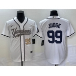 Men's New York Yankees #99 Aaron Judge Number White Cool Base Stitched Baseball Jersey